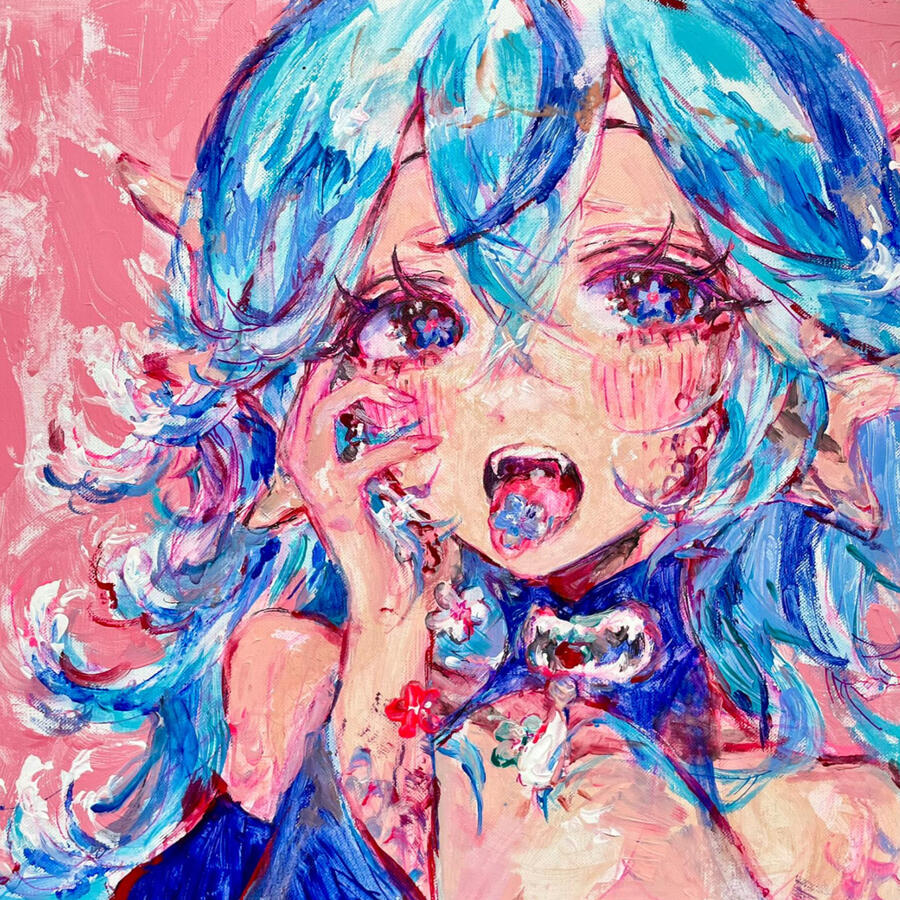 Kompeito, acrylique et gouache sur toile, 40 x 40 cm, 2025