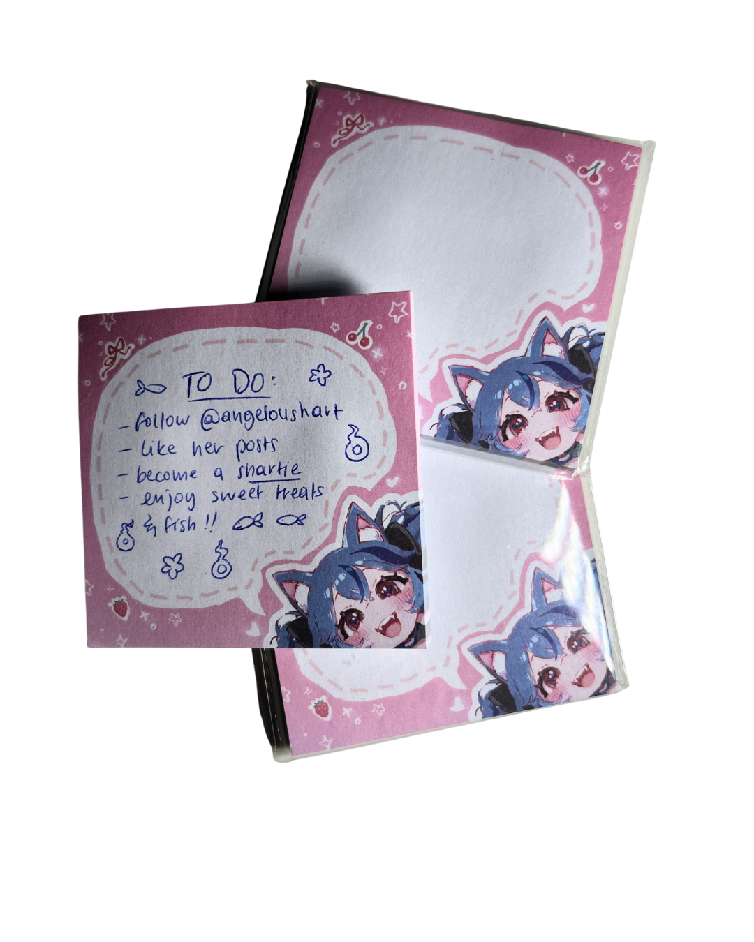 pink sticky notepad